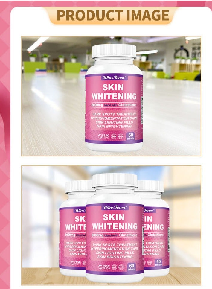 Wins Town Glutathione Whitening Pills, Effective Skin Lightening Supplement, Anti Aging Antioxidant Hyperpigmentation Treatment Capsules, Skin Repair Pills For Melasma And Acne Scar Removal, 1pc - Image 4
