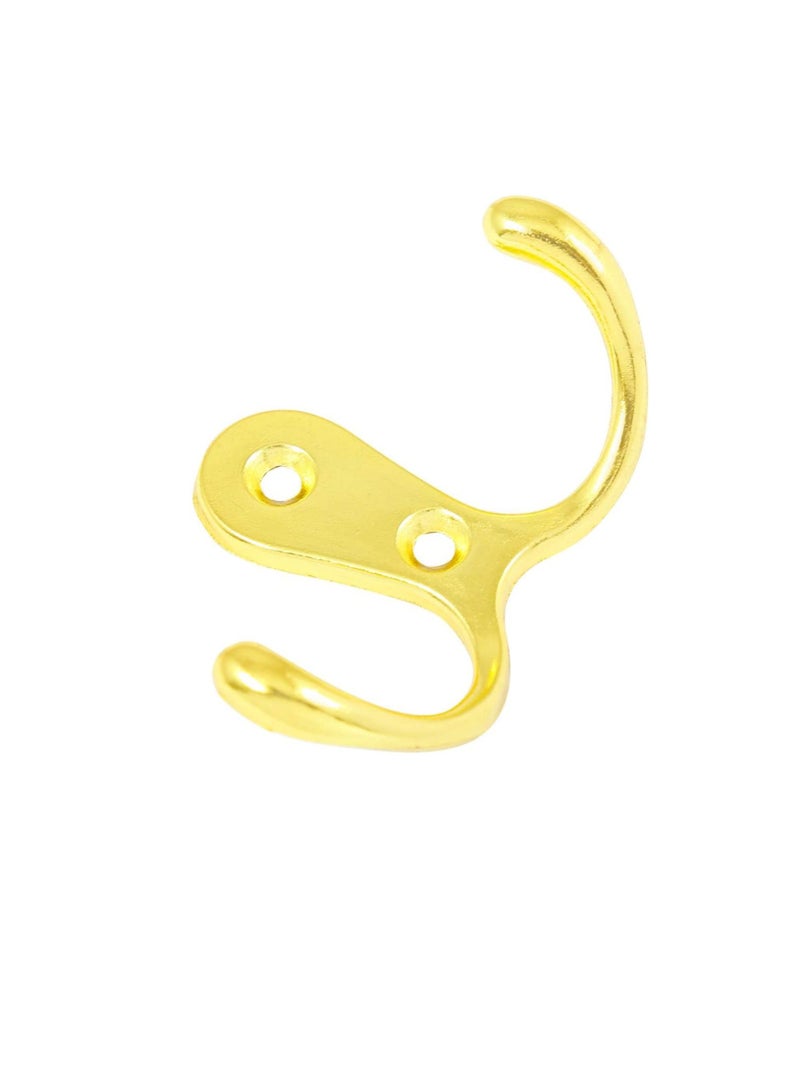Metal Double Coat Wall Hook, Gold  - Image 2