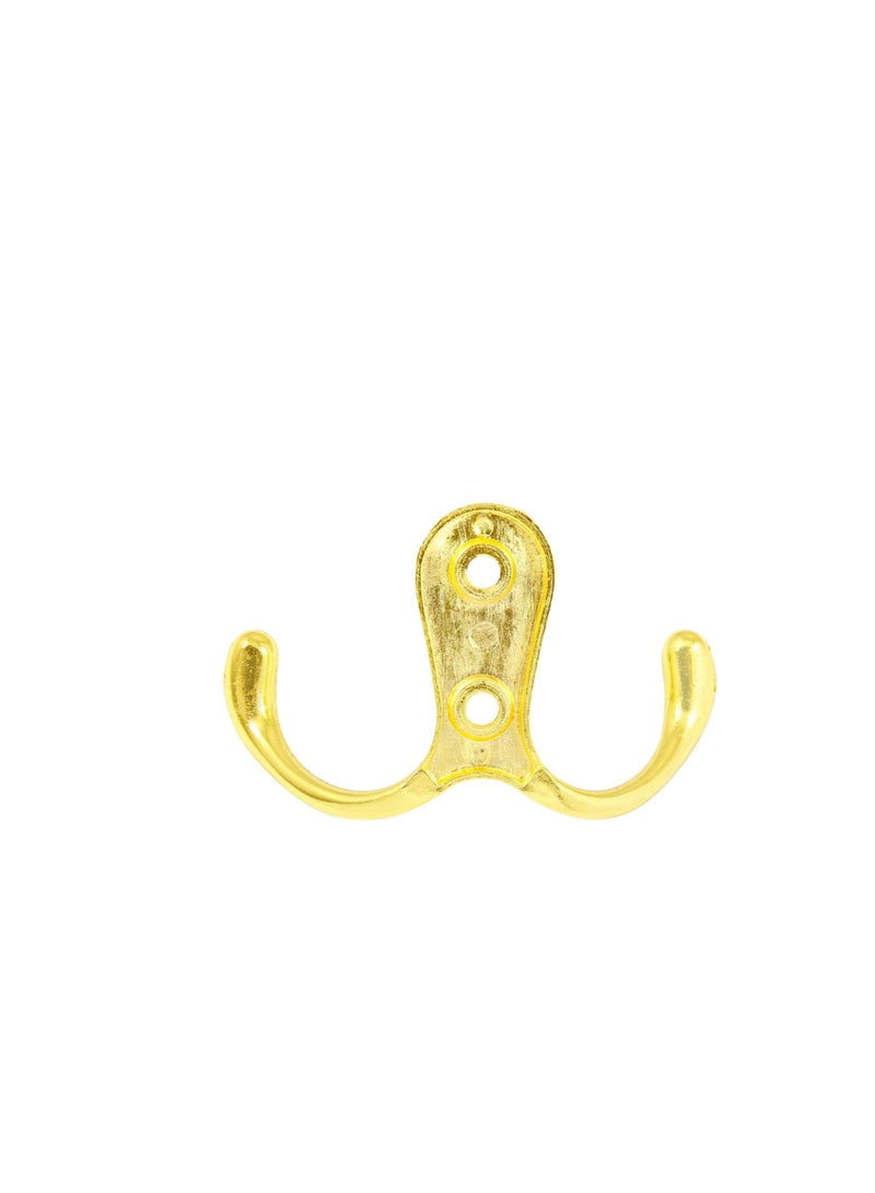 Metal Double Coat Wall Hook, Gold  - Image 3