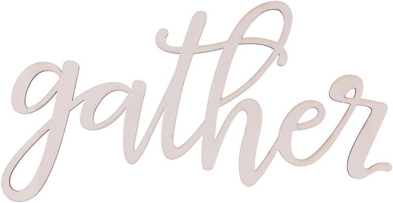FRECI Gather Wooden Letter Sign Plaque Unfinished Wooden Hello Sign Wall Art Decoration - Image 1