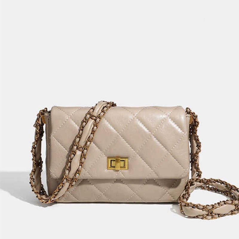 Trendy Internet Celebrity Ins New Style Small Fragrant Rhombic Style Black Gold Castle Chain Small Square Bag Single Shoulder Crossbody All-Match Women'S Bag - Image 1