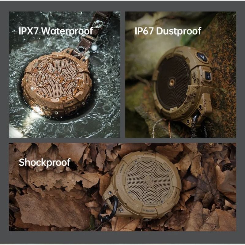 Mifa Tango Portable Bluetooth Speaker with Flashlight Ip67 Waterproof Shockproof 25 Hours Playtime Bright Bass, Brown - Image 5