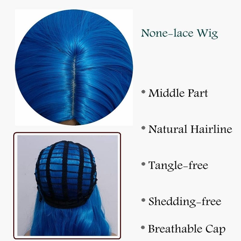 brown leaf Fancy Girls Women Straight Long Hair Wig Perfect Costume Accessories For Cosplay Party And Daily Use Fancy Holi Hair Wig Blue - Image 3