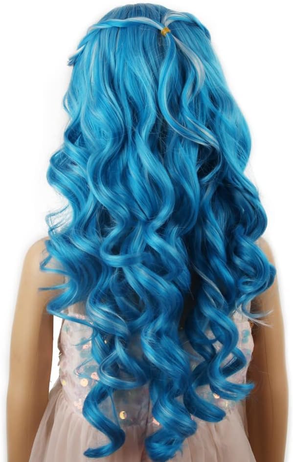 brown leaf Fancy Girls Women Straight Long Hair Wig Perfect Costume Accessories For Cosplay Party And Daily Use Fancy Holi Hair Wig Blue - Image 4