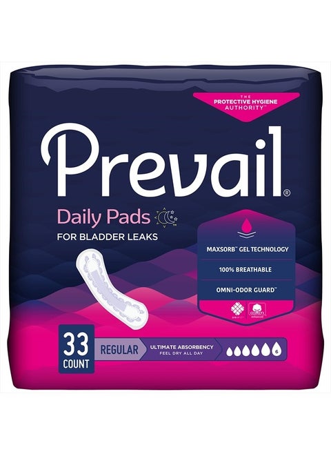 Ultimate Absorbency Incontinence Bladder Control Pads for Women, Regular Length, 33 Count