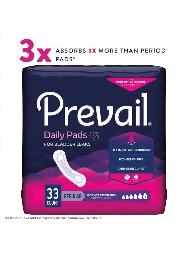 Ultimate Absorbency Incontinence Bladder Control Pads for Women, Regular Length, 33 Count