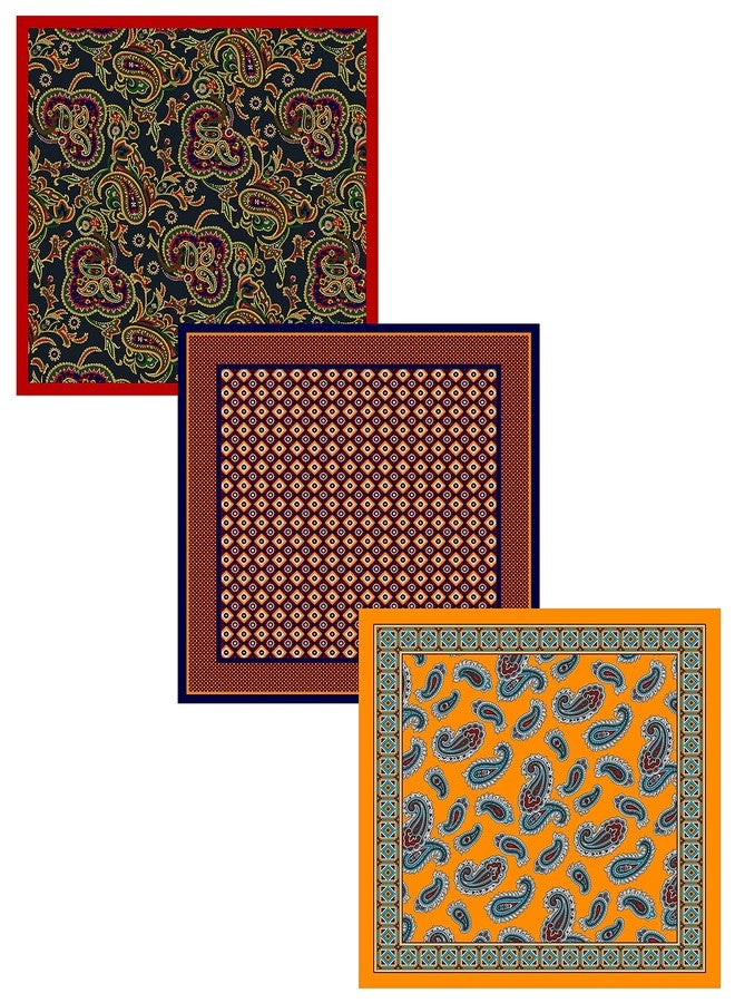 BELLUNO Pocket Square 6 pcs with 3 Folds Holders, Penetrating Printed Handkerchiefs Set for Men - Image 3