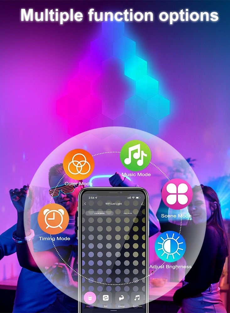 Furtey Hexagon LED Wall Lights Pro Gaming Setup - Smart App/Alexa Control + Music Sync Rhythm, RGB Remote Lighting System for E-Sports Room Decor (6PC Premium Kit) Arabic Language Support - Image 5