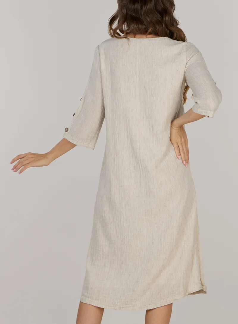 Just Nature light beige Jenny midi dress for Women | Best Price UAE