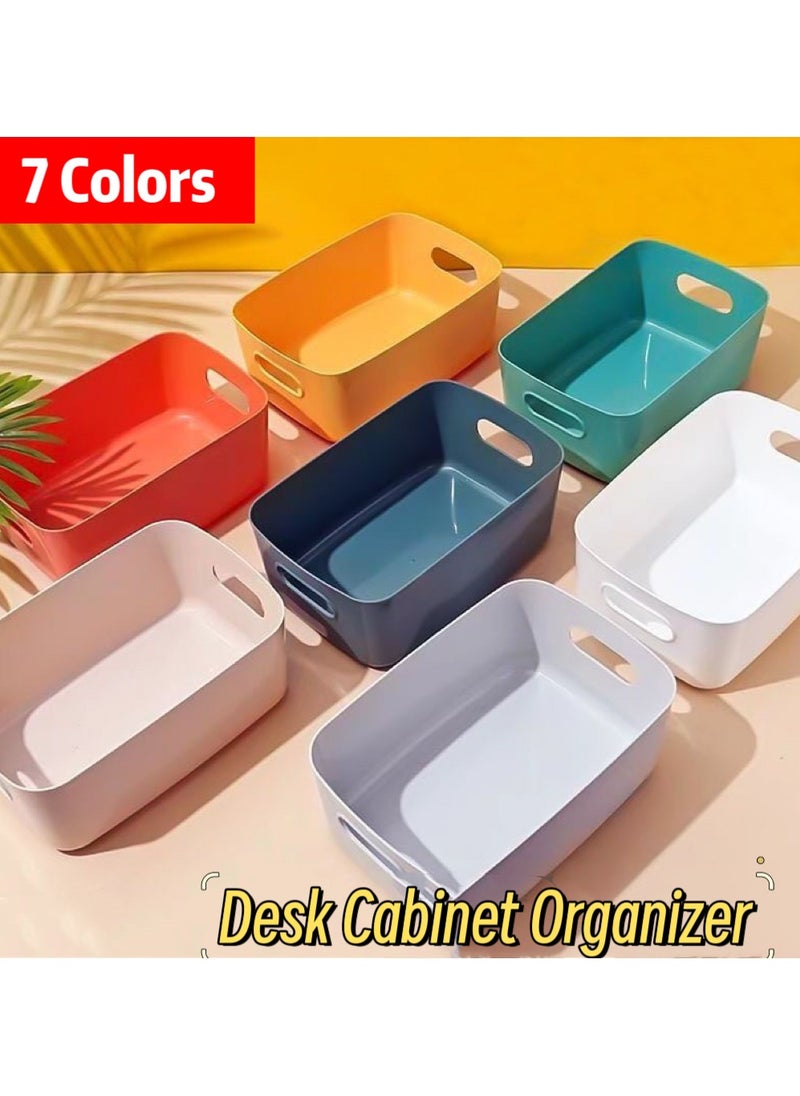 Generic 7-Colors Plastic Storage Bins Multiuse Desk Cabinet Organizer with Built in Handle  - Image 1