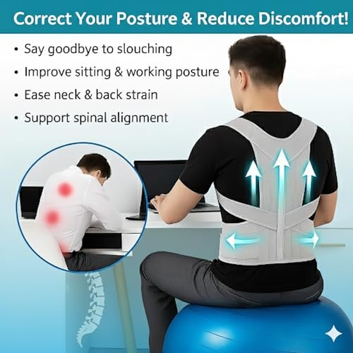 JoyFit Posture Corrector Belt for Men & Women | Back Support Belt for Pain Relief | Spine & Shoulder Straightener | Adjustable Back Straight Belt | Body Posture Correction Brace (XXL) - Image 3