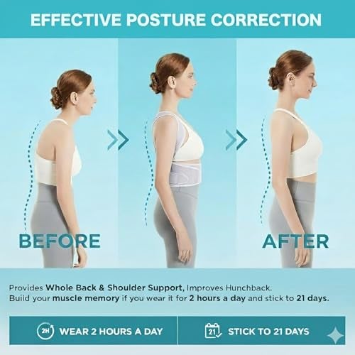 JoyFit Posture Corrector Belt for Men & Women | Back Support Belt for Pain Relief | Spine & Shoulder Straightener | Adjustable Back Straight Belt | Body Posture Correction Brace (XXL) - Image 5