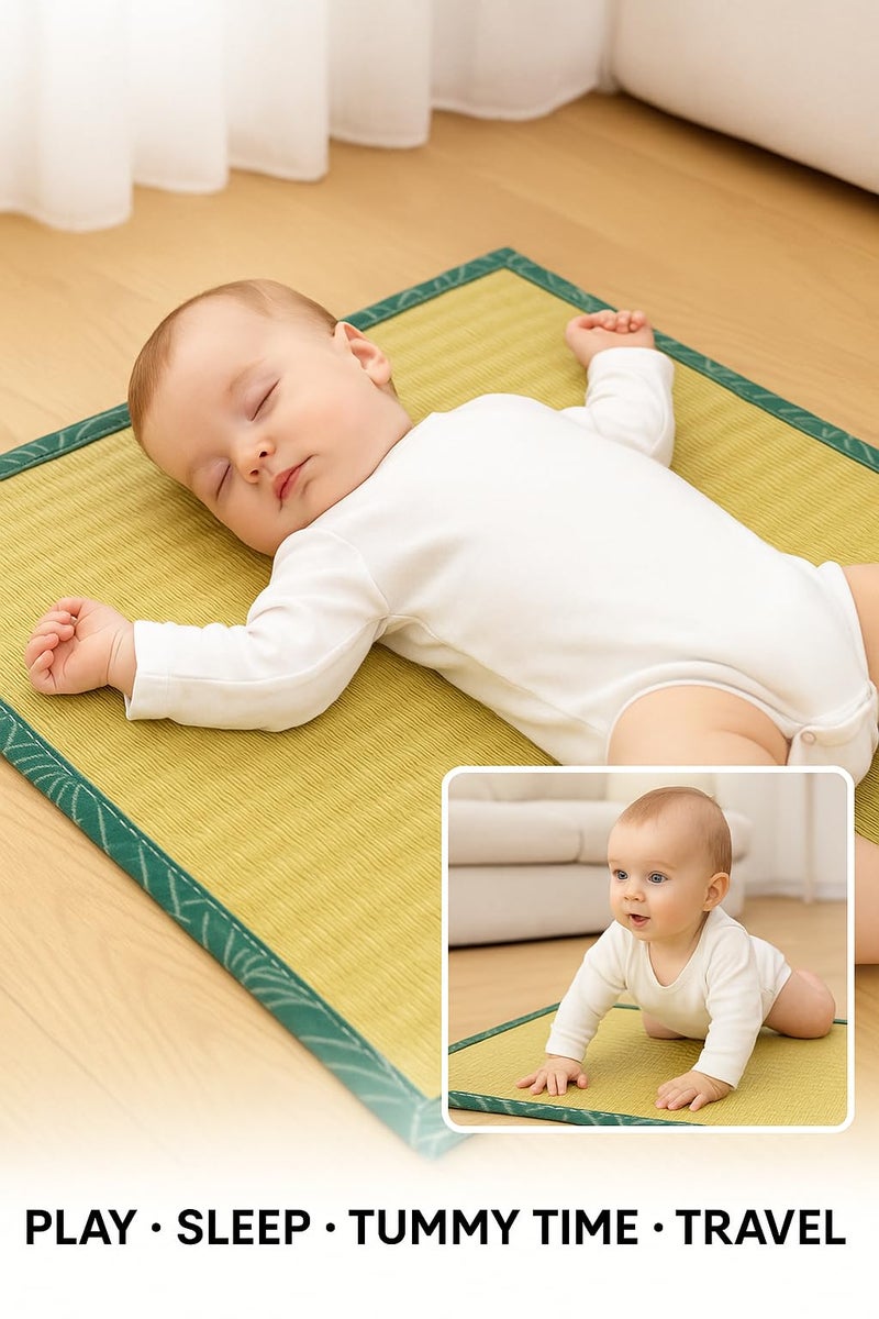 Crazyweaves Baby Grass Play Mat – 33x33 Inch | 100% Natural River Grass, Foldable & Washable Mat for Infants | Eco-Friendly Floor Mat for Baby Head Bone Development - Image 2