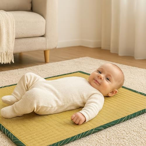 Crazyweaves Baby Grass Play Mat – 33x33 Inch | 100% Natural River Grass, Foldable & Washable Mat for Infants | Eco-Friendly Floor Mat for Baby Head Bone Development - Image 1
