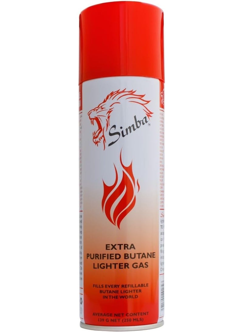Simba Extra Purified Butane Lighter Gas Refill with Multi Nozzle 250ML Gas - Image 1