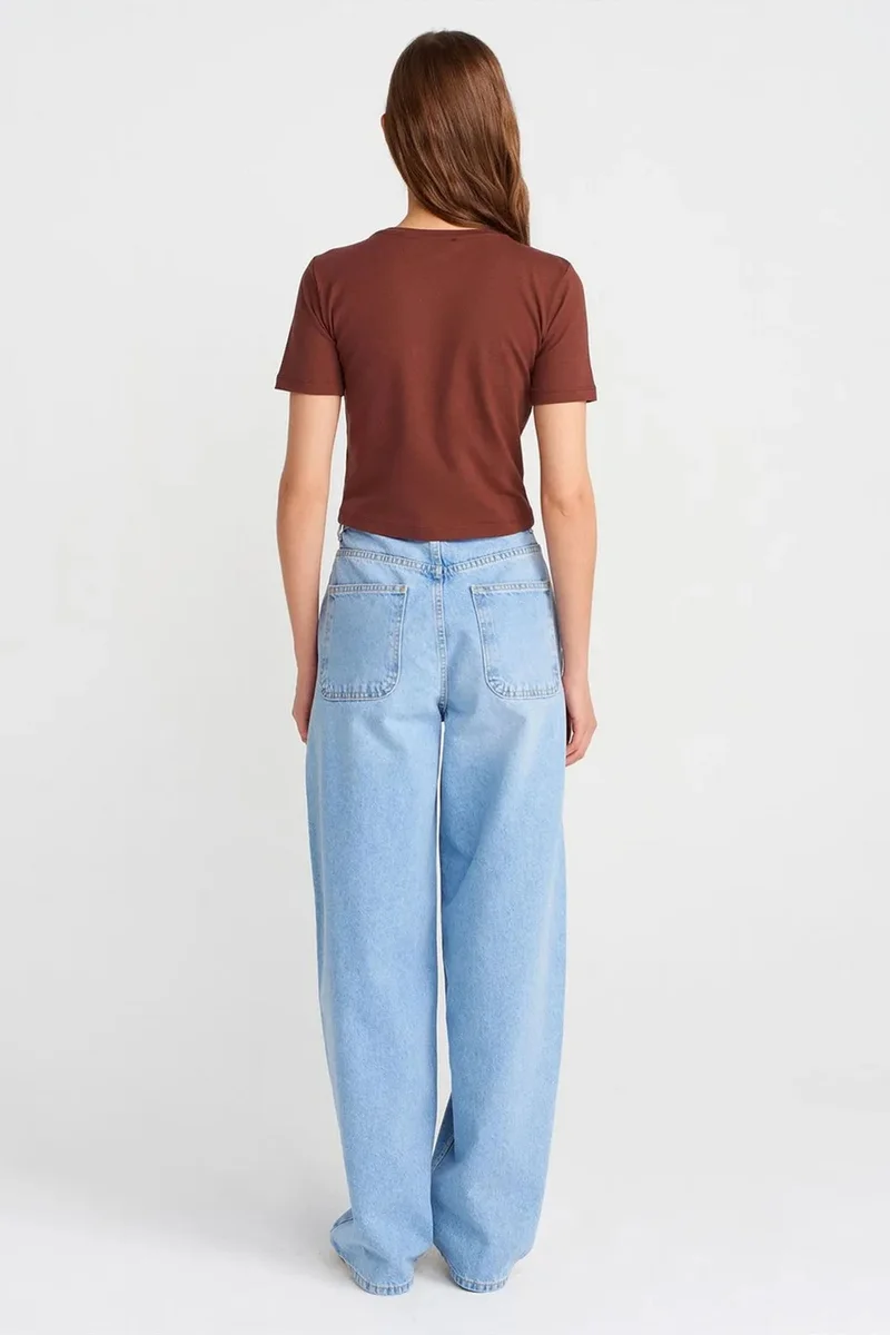 Dilvin Light-Mid Blue Denim DILVIN High-Waist Balloon Wide-Leg Jeans for Women | Best Price UAE