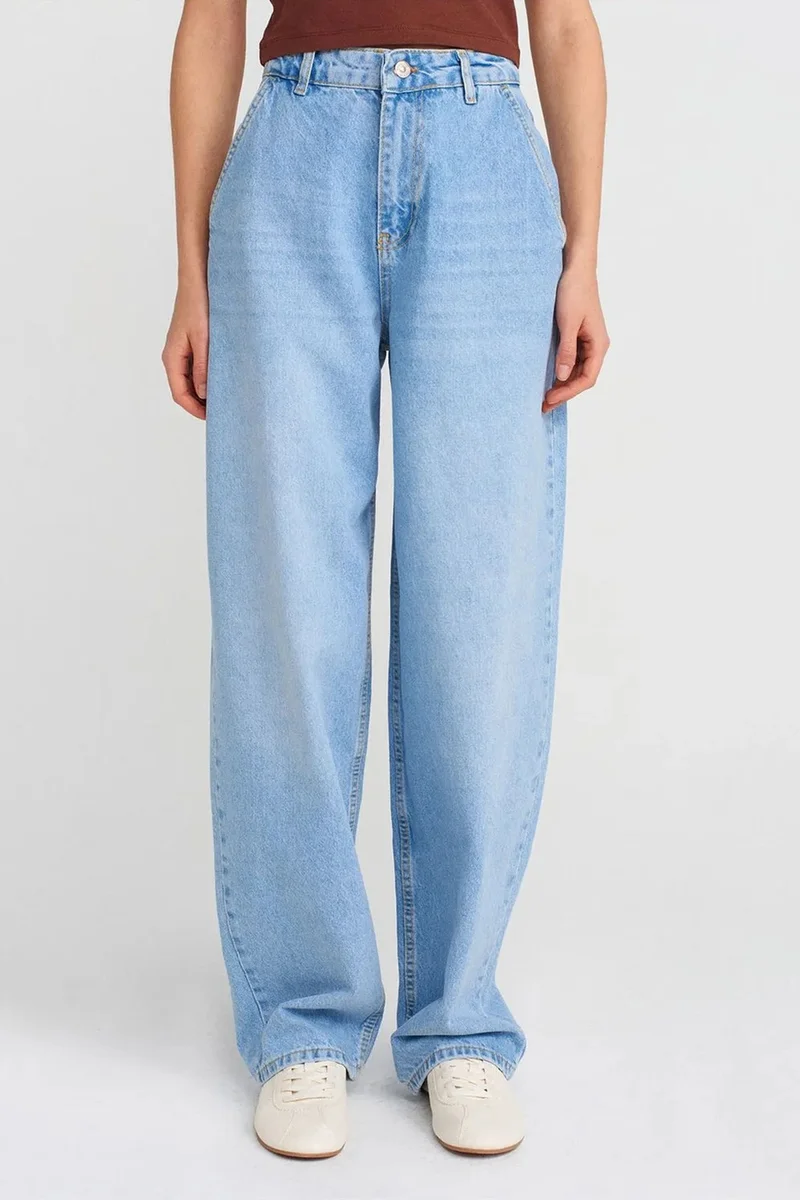 Dilvin Light-Mid Blue Denim DILVIN High-Waist Balloon Wide-Leg Jeans for Women | Best Price UAE