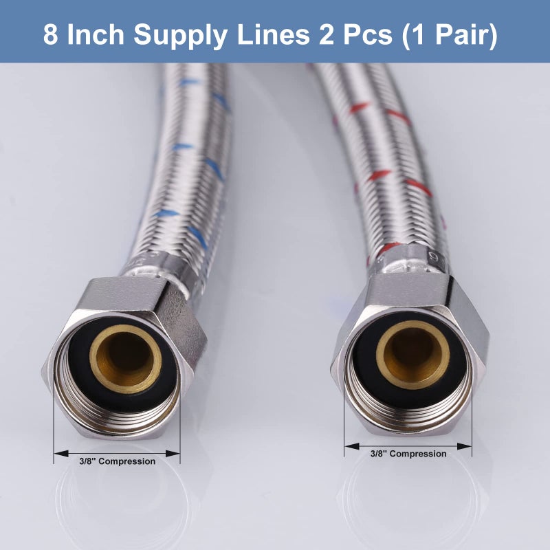 Arcora Faucet Supply Lines 3/8" to 3/8" Female Compression Thread 1 Pair, ARCORA 9â€œ Faucet Hose Connects Kitchen Bathroom Sink to Water Supply - Image 2