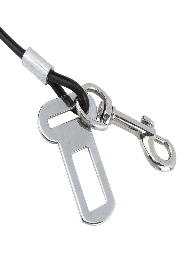 Mogoko Chew Proof Dog Car Seatbelt Safety Restraint Pet No-Chew Tether Cable Stainless Steel Dog Leash Puppy Vehicle Seat Belt Strap with Double Clip and Latch Attachment (16 inch) Black - Image 2