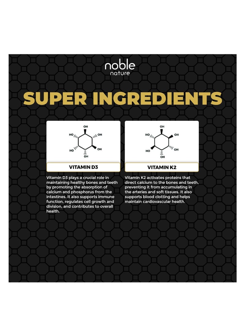 noble nature Vitamin D3 + K2, 2 in 1 Formula, Vitamin K2 as MK7, Supports Bone Health - 120 Veg Capsules  - Image 4