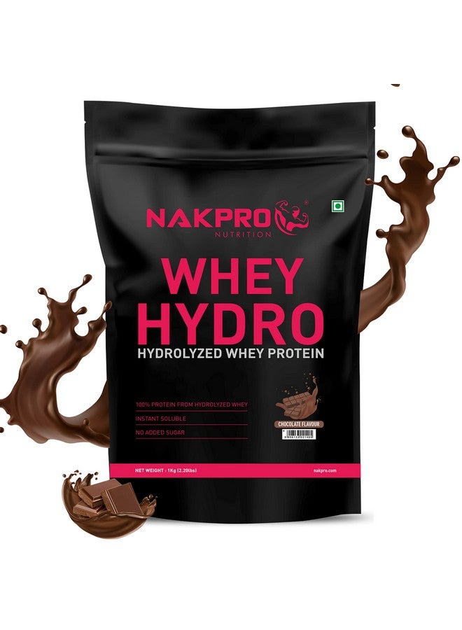 NAKPRO HYDRO Whey Protein Hydrolyzed | 24.89g Protein, 5.45g BCAA | Easy Mixing, Low Carbs, Easy Digesting Whey Protein Supplement Powder for Men, Women & Athletes | 1 Kg (Chocolate) - Image 1