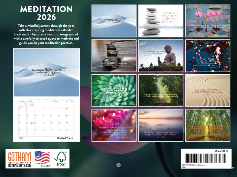 Poster Foundry Meditation Calendar 2026 Monthly Wall Calender 12 Month | American Made In The USA - Image 2