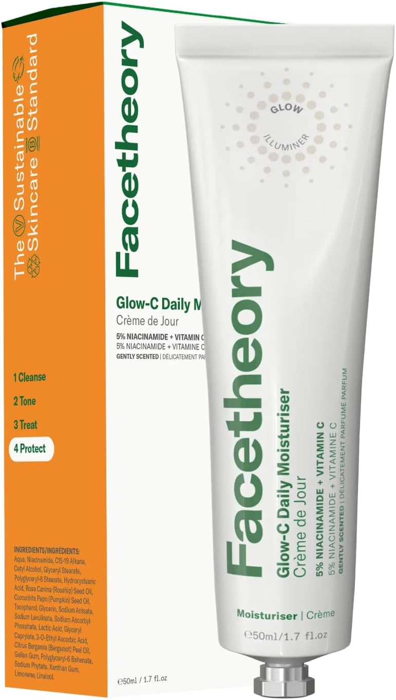 Facetheory GlowC Daily Moisturiser SPF 30 Unscented Lightweight Face Cream for All Skin Types With DualAction Vitamin C Niacinamide for Smooth Skin 50 ml