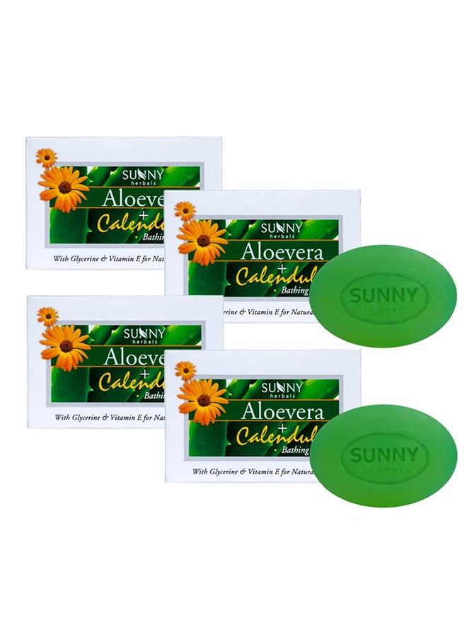 Sunny Aloevera Calendula & Vitamine Bar Soap ; For Scarring Sunburn & Ageing ; Soft & Supple Skin; Antioxidant ; Moisturizes Skin Lightens Blemishes And Imparts A Glow For All Skin Type 75Gm(Pk 4) - Image 2