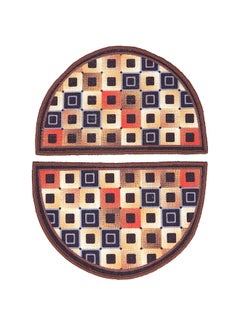 Status Contract Semi Circle/D-Shape Nylon Entrance Floor Door Mats/Non-Slip Carpet/Washable Dirt Trapper - Pack of 2, 38 X 58 Cm  - Image 1