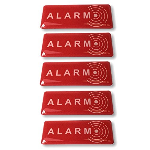 Decooo.be Set of 5 Alarm Deterrent Stickers for Thieves – Ultra Resistant to Scratches, Rain, Frost, UV – 19 mm x 49 mm – Thickness 2 mm - Image 1