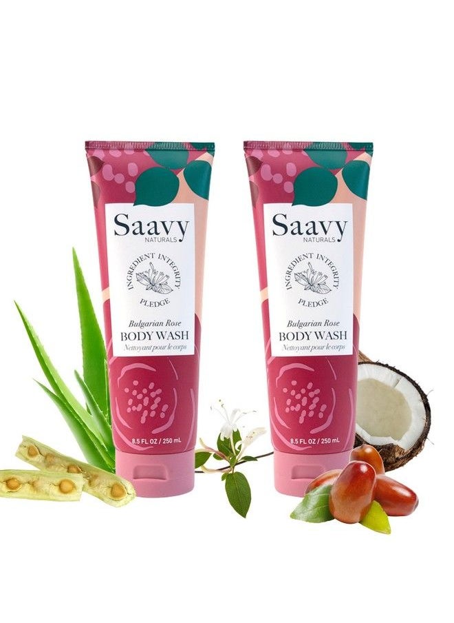 Saavy Naturals Bulgarian Rose Body Wash | 8.5 Fl Oz (2Pack) | Nourishing Soft Skin Moisturizing Shower Gel Body Wash For Women And Men With Coconut Oil Aloe Vera Honeysuckle  - Image 2