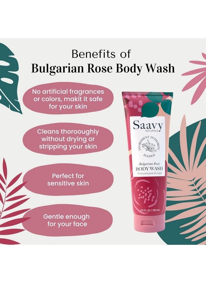 Saavy Naturals Bulgarian Rose Body Wash | 8.5 Fl Oz (2Pack) | Nourishing Soft Skin Moisturizing Shower Gel Body Wash For Women And Men With Coconut Oil Aloe Vera Honeysuckle  - Image 3