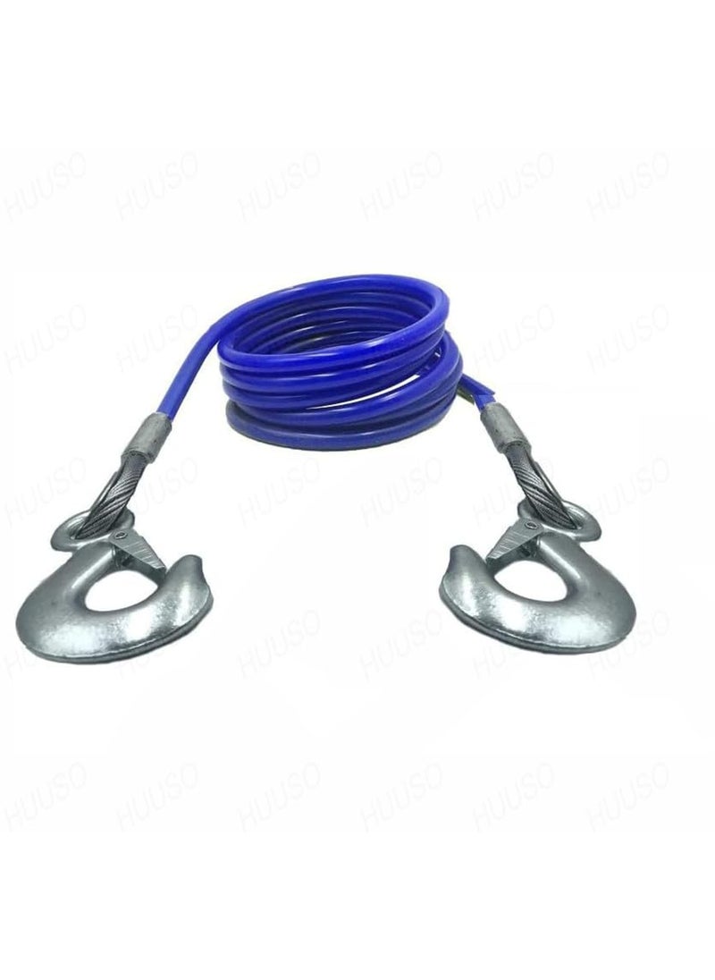 HUUSO HUUSO Heavy Duty Steel Wire Tow Cable Towing Pull Rope Strap with Safety Hooks Durable 4 Meter 8 mm with 3 Ton Load Capacity Compatible with Tata Nano Twist  - Image 1