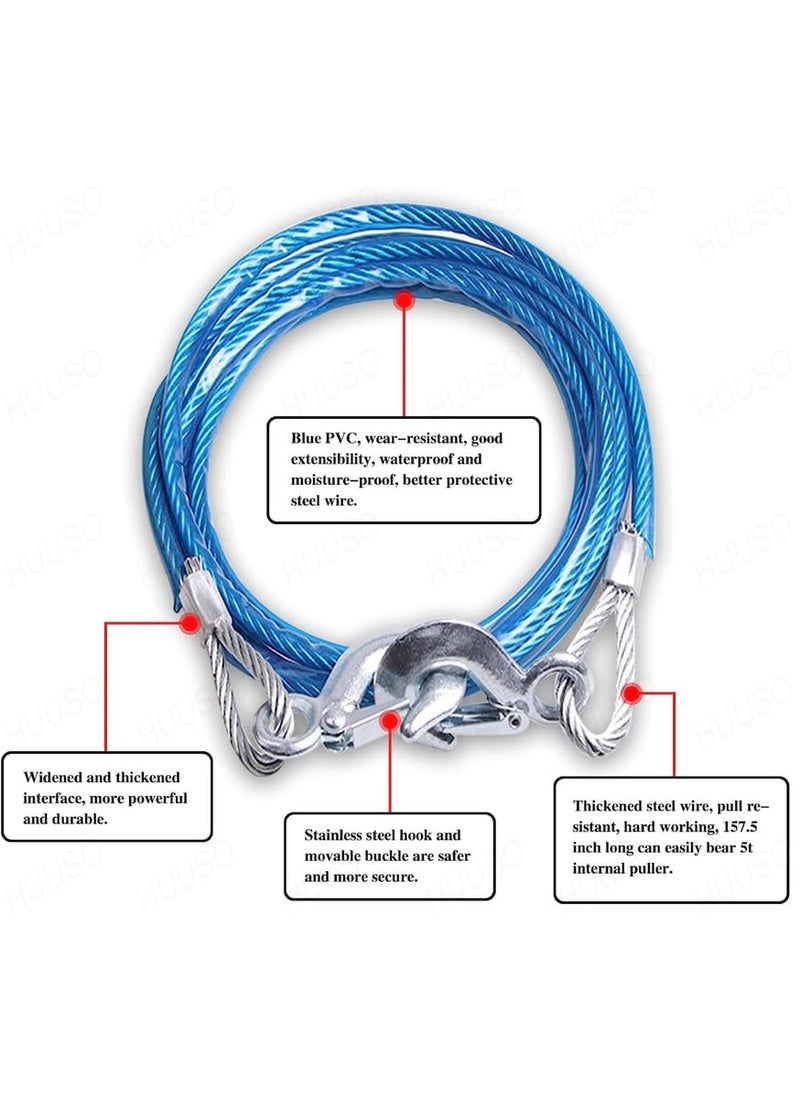 HUUSO HUUSO Heavy Duty Steel Wire Tow Cable Towing Pull Rope Strap with Safety Hooks Durable 4 Meter 8 mm with 3 Ton Load Capacity Compatible with Tata Nano Twist  - Image 3
