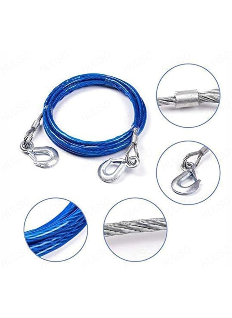 HUUSO HUUSO Heavy Duty Steel Wire Tow Cable Towing Pull Rope Strap with Safety Hooks Durable 4 Meter 8 mm with 3 Ton Load Capacity Compatible with Tata Nano Twist  - Image 2