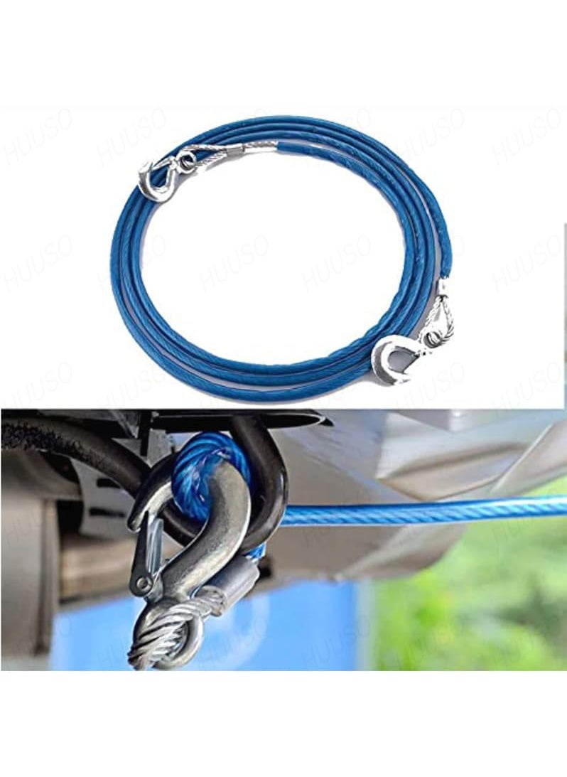 HUUSO HUUSO Heavy Duty Steel Wire Tow Cable Towing Pull Rope Strap with Safety Hooks Durable 4 Meter 8 mm with 3 Ton Load Capacity Compatible with Tata Nano Twist  - Image 5