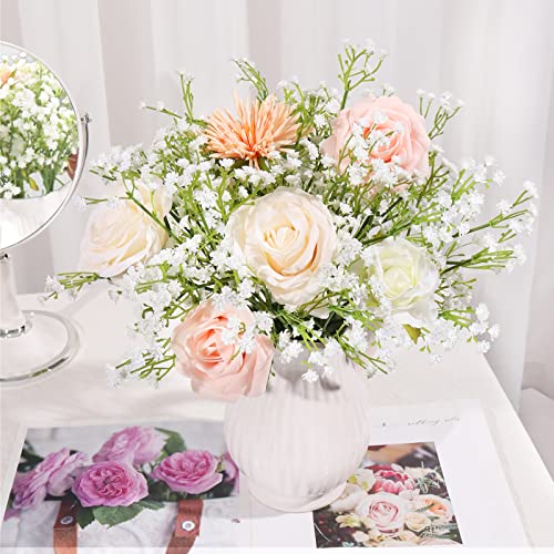 DEEMEI 15 PCS Babys Breath Artificial Flowers Fake Babys Breath Flowers Artificial Bulk White Gypsophila Bouquets Real Touch Faux Flowers for Wedding Floral Arrangement Party Home Decoration - Image 2