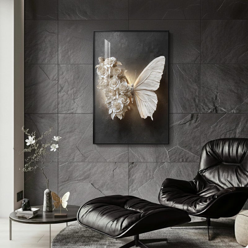 Cuspin Framed Black and White Butterfly Wall Art, Modern Elegant Prints Paintings Artwork for Walls, Romantic Butterfly and Floral Pictures for Living Room Dining Room Bedroom Lounge Wall Decor 24x36 In - Image 5