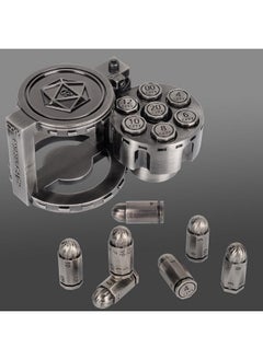 CZYY Metal Polyhedral Bullet Dice Set Of 7 With Spinning Revolver Cylinder Container Cyberpunk Style Dice For Warhammer 40K D&D Scifi War Or Crime Theme Tabletop Games (Sliver)  - Image 1