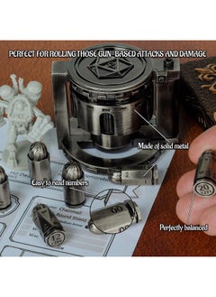 CZYY Metal Polyhedral Bullet Dice Set Of 7 With Spinning Revolver Cylinder Container Cyberpunk Style Dice For Warhammer 40K D&D Scifi War Or Crime Theme Tabletop Games (Sliver)  - Image 5
