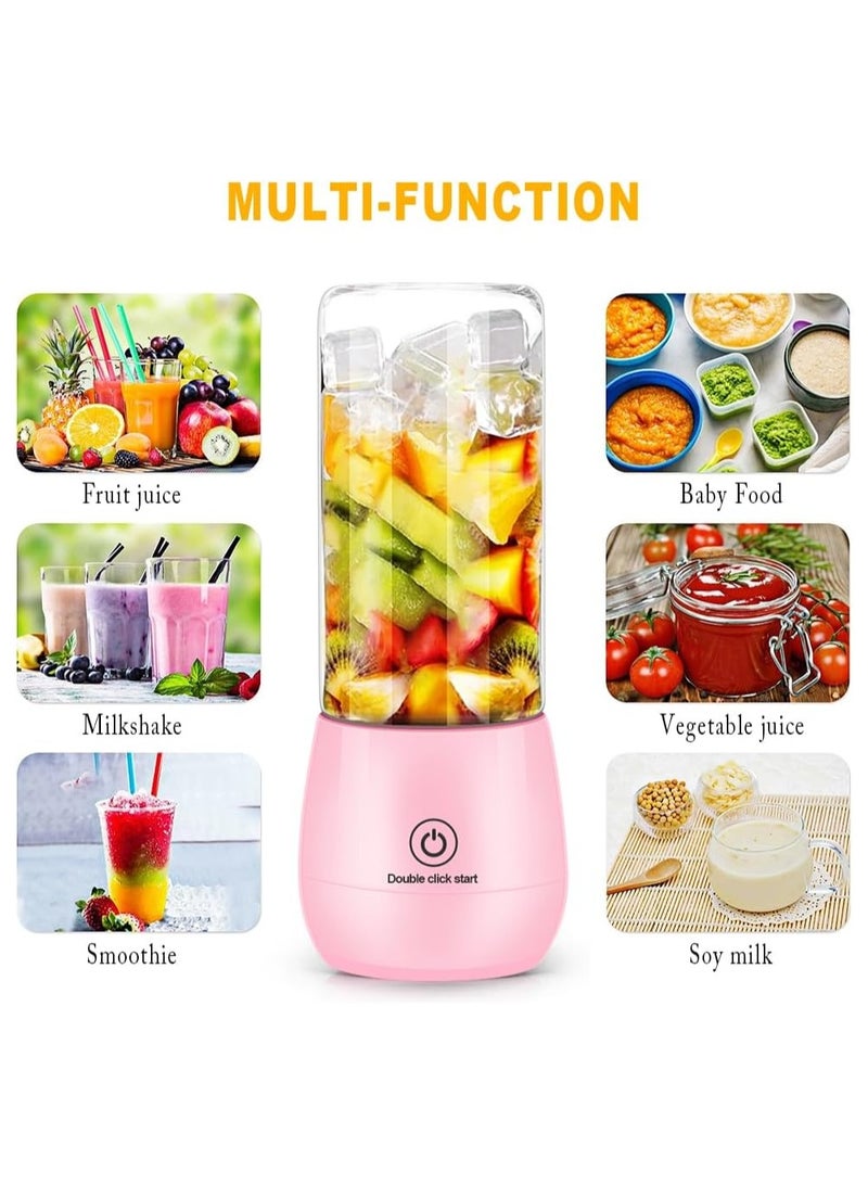 Portable Blender USB Rechargeable Smoothie Blender Personal Beach Blender for Shakes and Smoothies with 6 Sharp Blades Travel Lid One Touch Auto-cleaning Waterproof Blender for Kitchen - Image 3