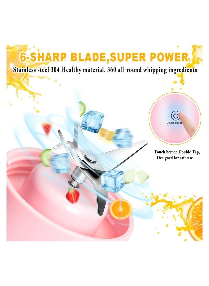 Portable Blender USB Rechargeable Smoothie Blender Personal Beach Blender for Shakes and Smoothies with 6 Sharp Blades Travel Lid One Touch Auto-cleaning Waterproof Blender for Kitchen - Image 4