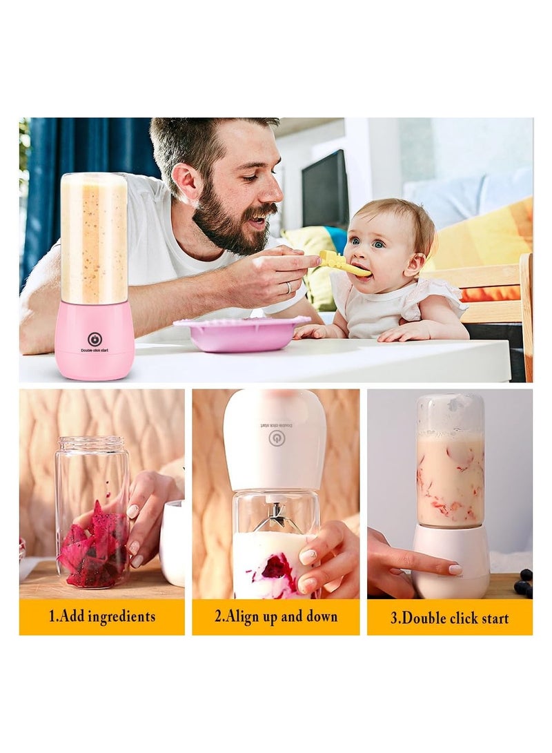 Portable Blender USB Rechargeable Smoothie Blender Personal Beach Blender for Shakes and Smoothies with 6 Sharp Blades Travel Lid One Touch Auto-cleaning Waterproof Blender for Kitchen - Image 2