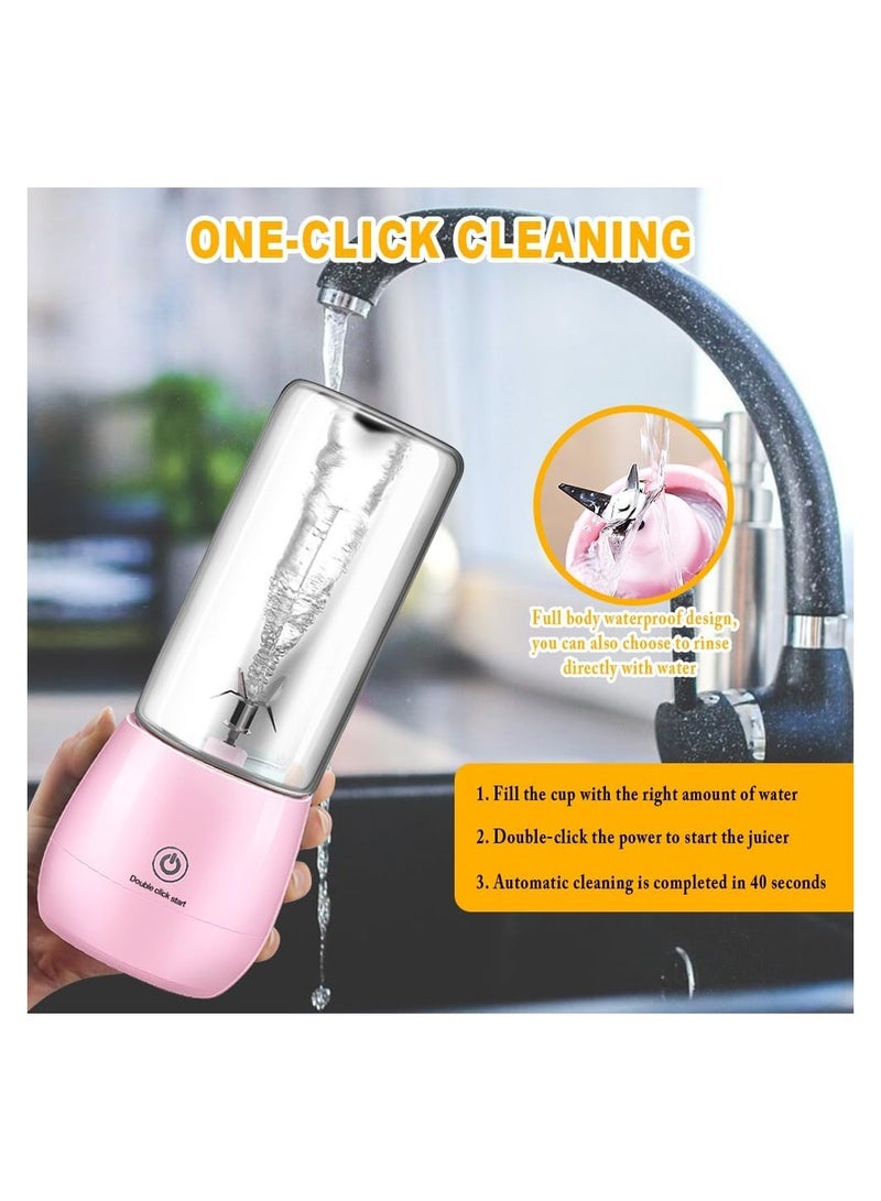 Portable Blender USB Rechargeable Smoothie Blender Personal Beach Blender for Shakes and Smoothies with 6 Sharp Blades Travel Lid One Touch Auto-cleaning Waterproof Blender for Kitchen - Image 5
