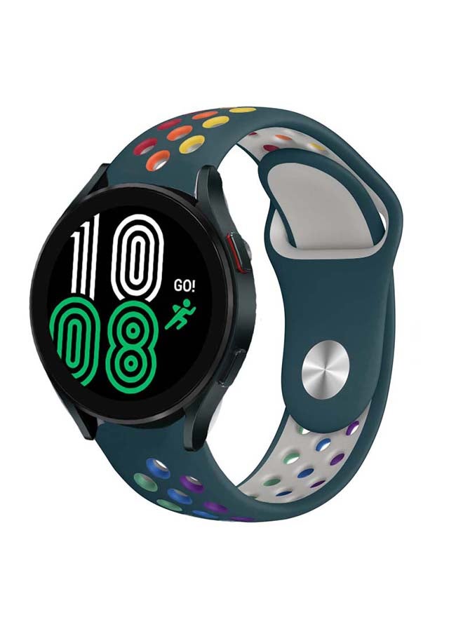 Perfii Replacement Band For Samsung Galaxy Watch 4 Midnight Turquoise Rainbow - Image 2