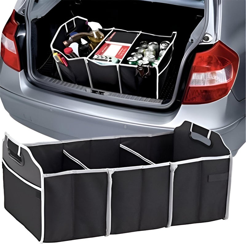 Trunk Storage Bag - Foldable 3-Section Organizer, Black Polyester, 50x32.5x32cm, Easy to Clean & Store - Image 5
