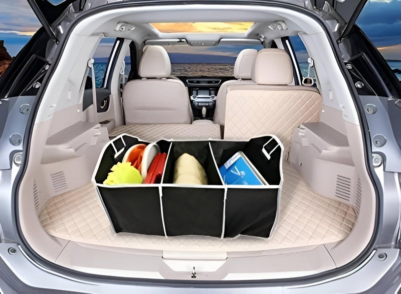 Trunk Storage Bag - Foldable 3-Section Organizer, Black Polyester, 50x32.5x32cm, Easy to Clean & Store - Image 3