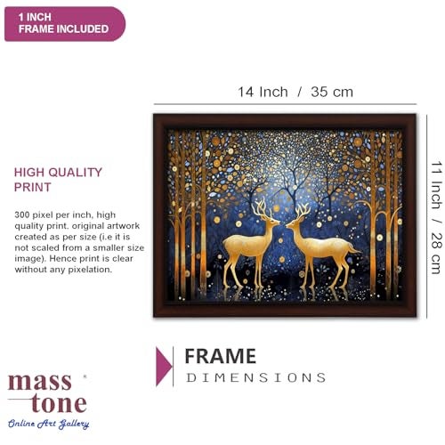 Masstone Reindeer in Jungle Wall Painting with UV Textured Effect Framed HD, 34x27 cm Wall Hanging Photos Home Décor Wall Art For Living Room, Bedroom, Drawing room, Office - Image 2
