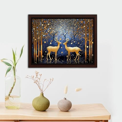 Masstone Reindeer in Jungle Wall Painting with UV Textured Effect Framed HD, 34x27 cm Wall Hanging Photos Home Décor Wall Art For Living Room, Bedroom, Drawing room, Office - Image 4