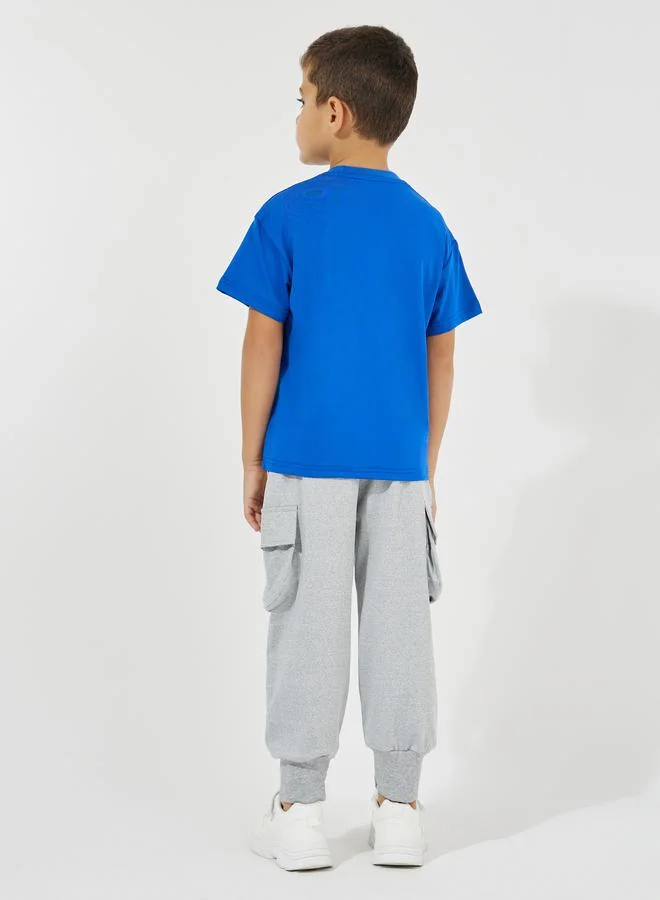 Styli Graphic Print Oversized T-Shirt & Cargo Joggers Set